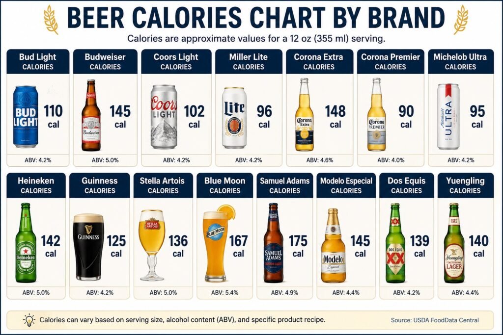 Beer Calories Chart By Brand